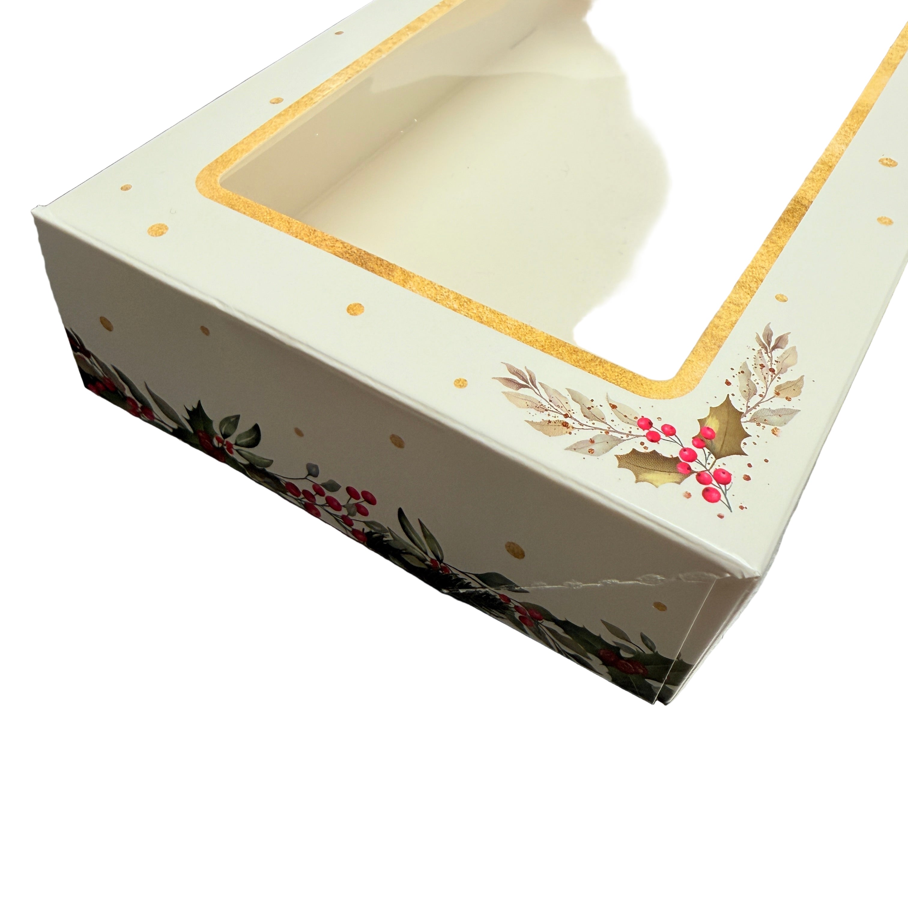 Χριστουγεννιάτικο κουτί με παράθυρο – Λευκό με γκι