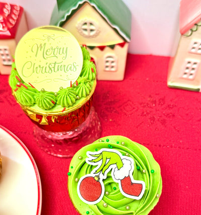 Topper στρογγυλό Merry Christmas χρυσός καθρέφτης