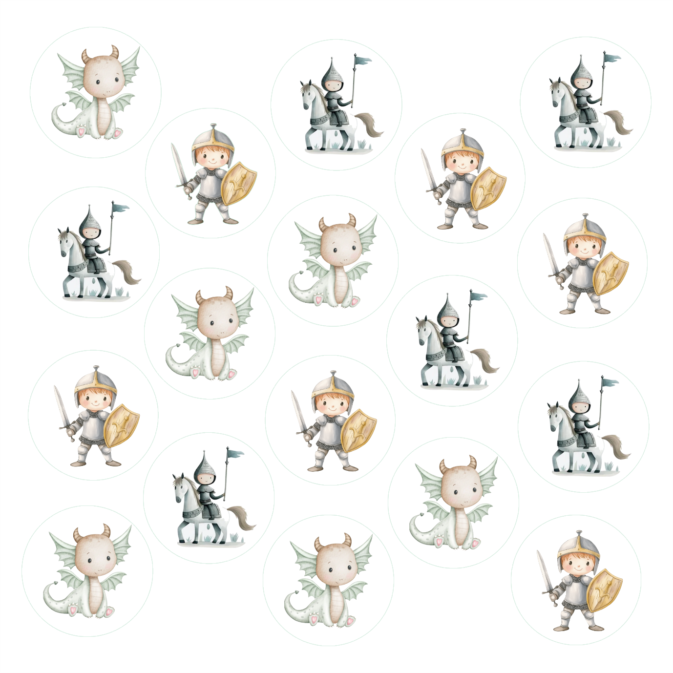 Βρώσιμα σχέδια στρογγυλά Ιππότες σετ 18 τεμ.