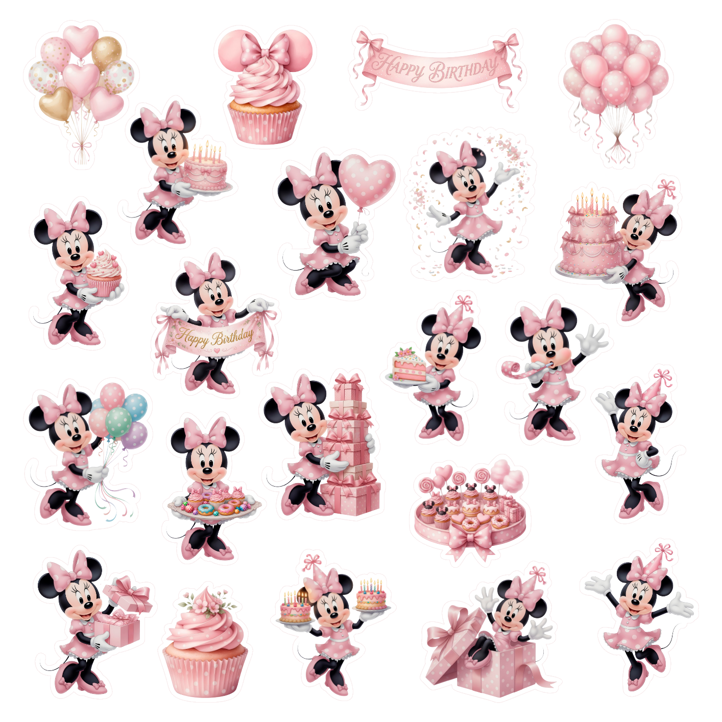 Βρώσιμα σχέδια Γενέθλια με την Minnie σετ 22 τεμ.