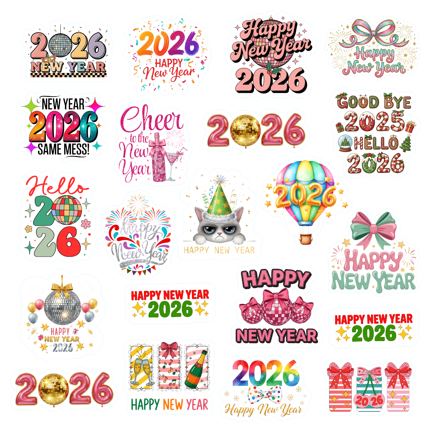 Βρώσιμα σχέδια Happy New Year 2026 σετ 21 τεμ.
