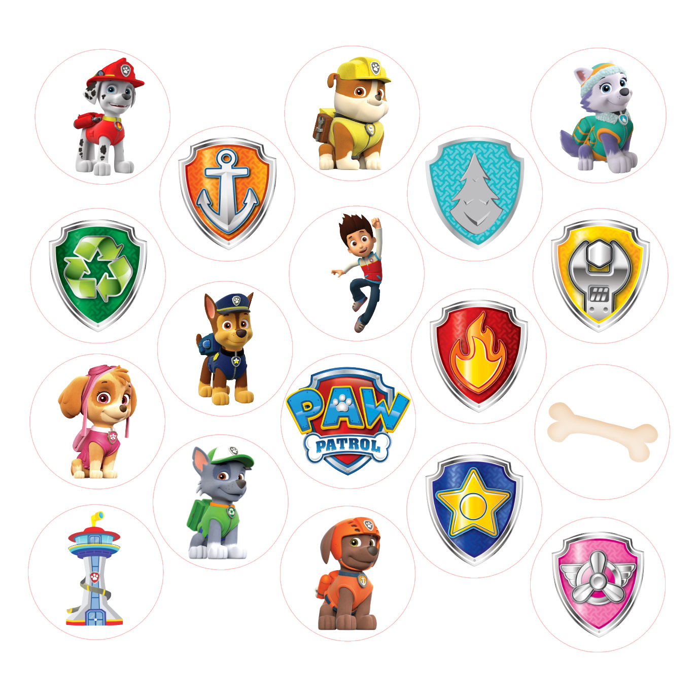 Βρώσιμα σχέδια στρογγυλά Paw patrol σετ 18 τεμ.