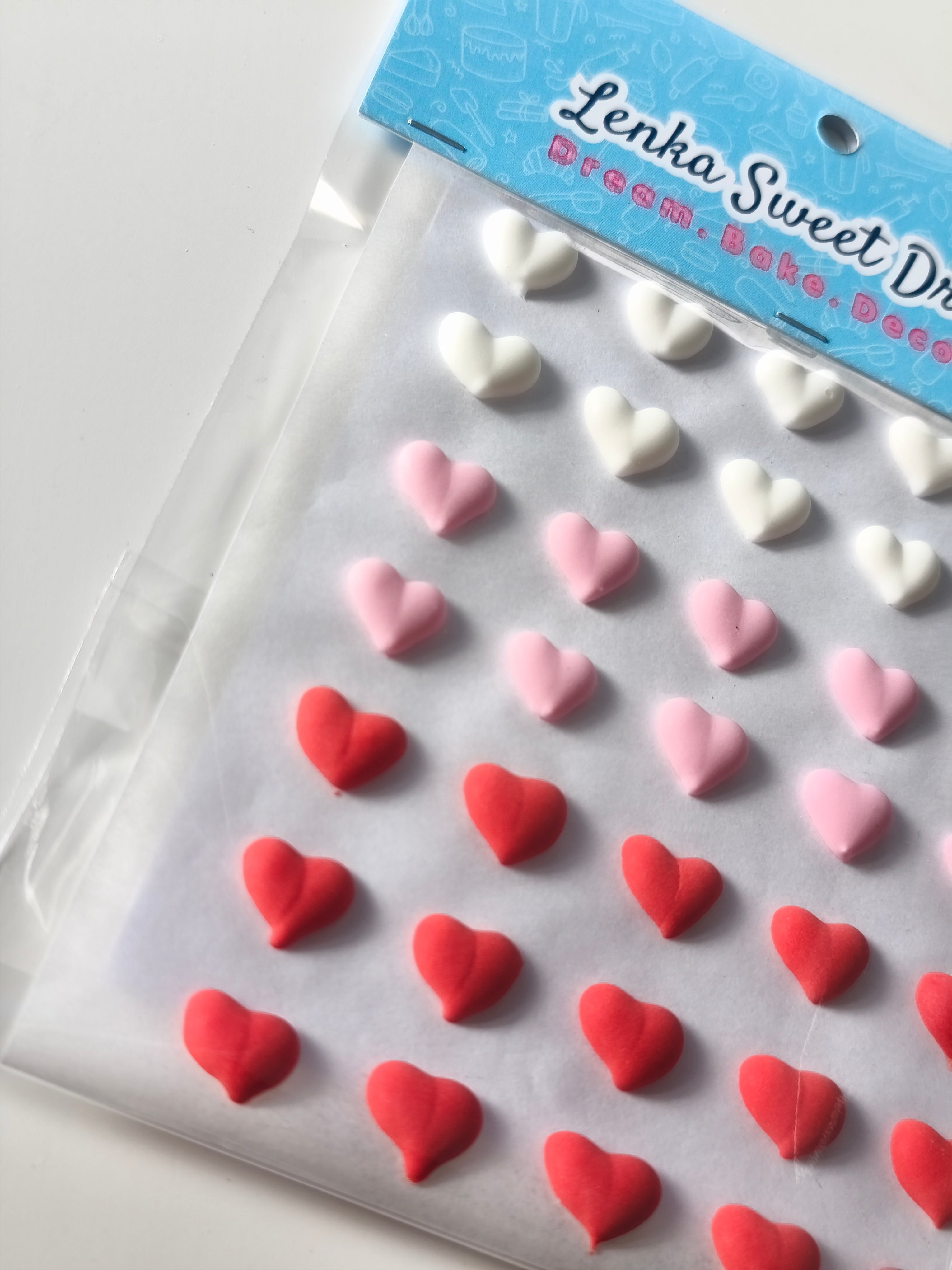 Βρώσιμες Καρδιές από Royal Icing Λευκό, Ροζ, Κόκκινο