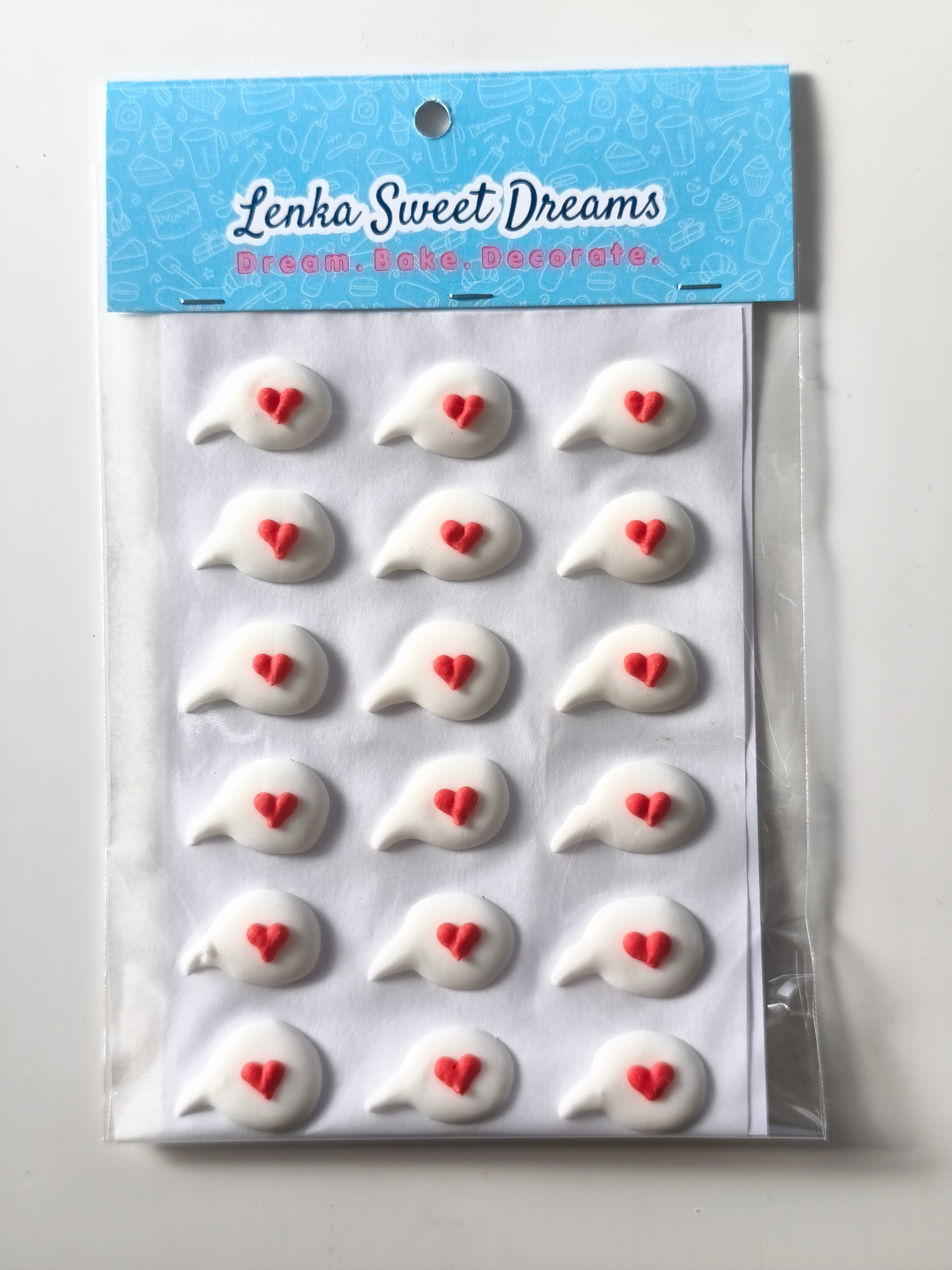 Βρώσιμα μηνύματα καρδούλες από royal icing