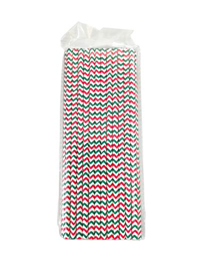 Χάρτινα καλαμάκια σεβρόν κόκκινο και πράσινο