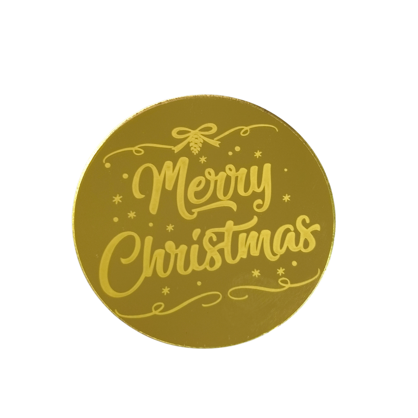 Topper στρογγυλό Merry Christmas χρυσός καθρέφτης