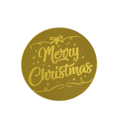 Topper στρογγυλό Merry Christmas χρυσός καθρέφτης