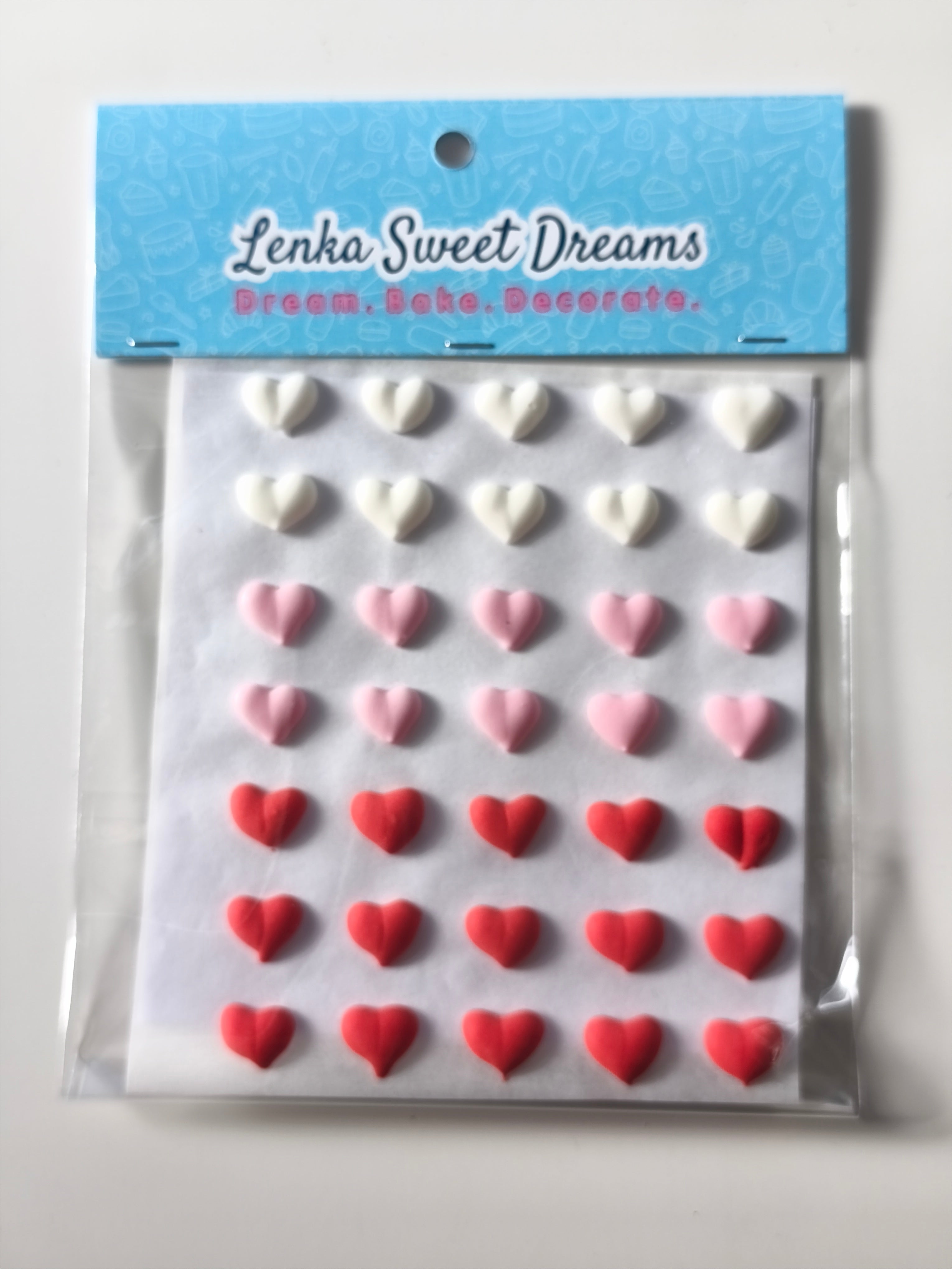 Βρώσιμες Καρδιές από Royal Icing Λευκό, Ροζ, Κόκκινο