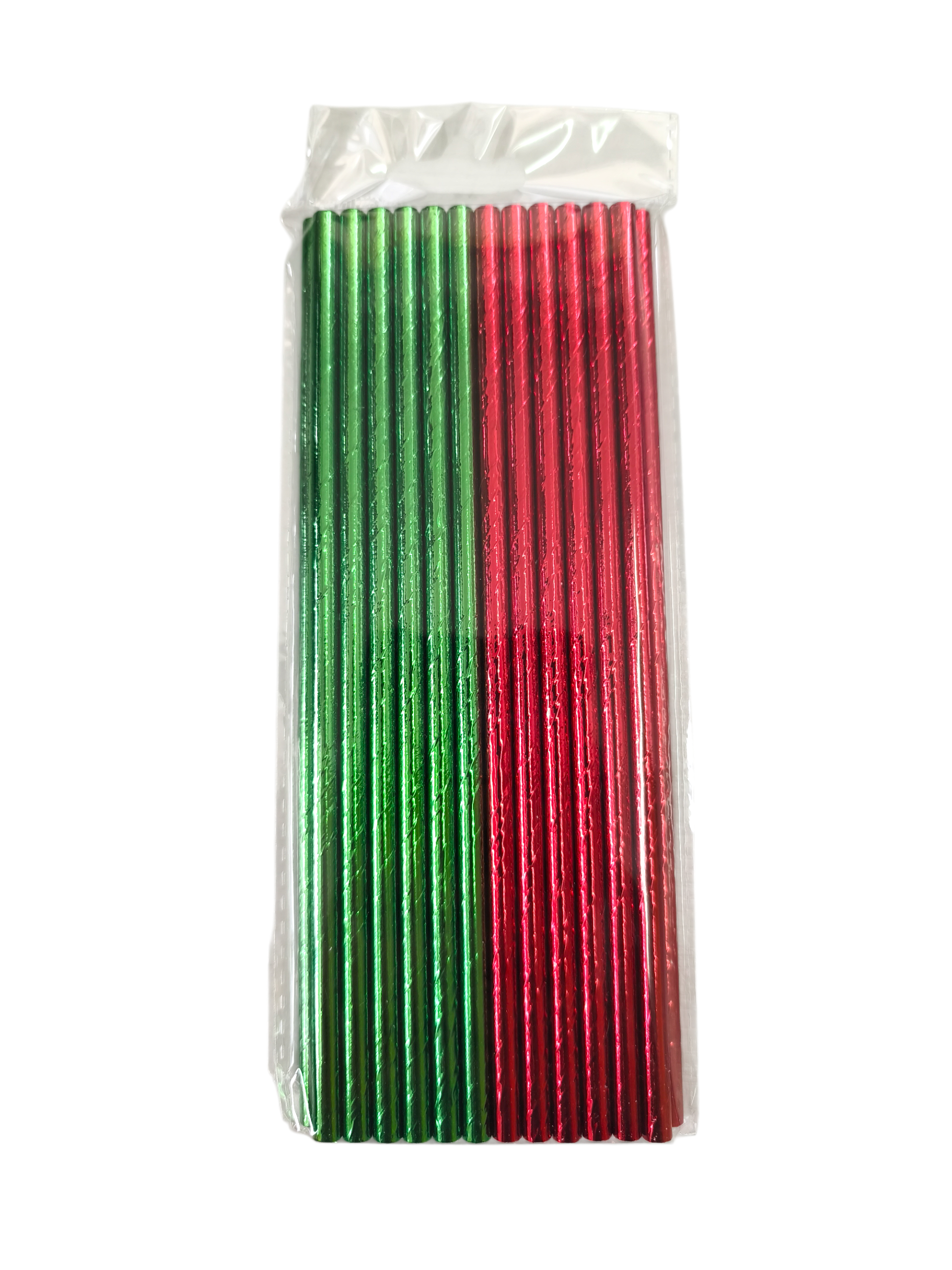 Χάρτινα καλαμάκια μεταλιζέ κόκκινο και πράσινο