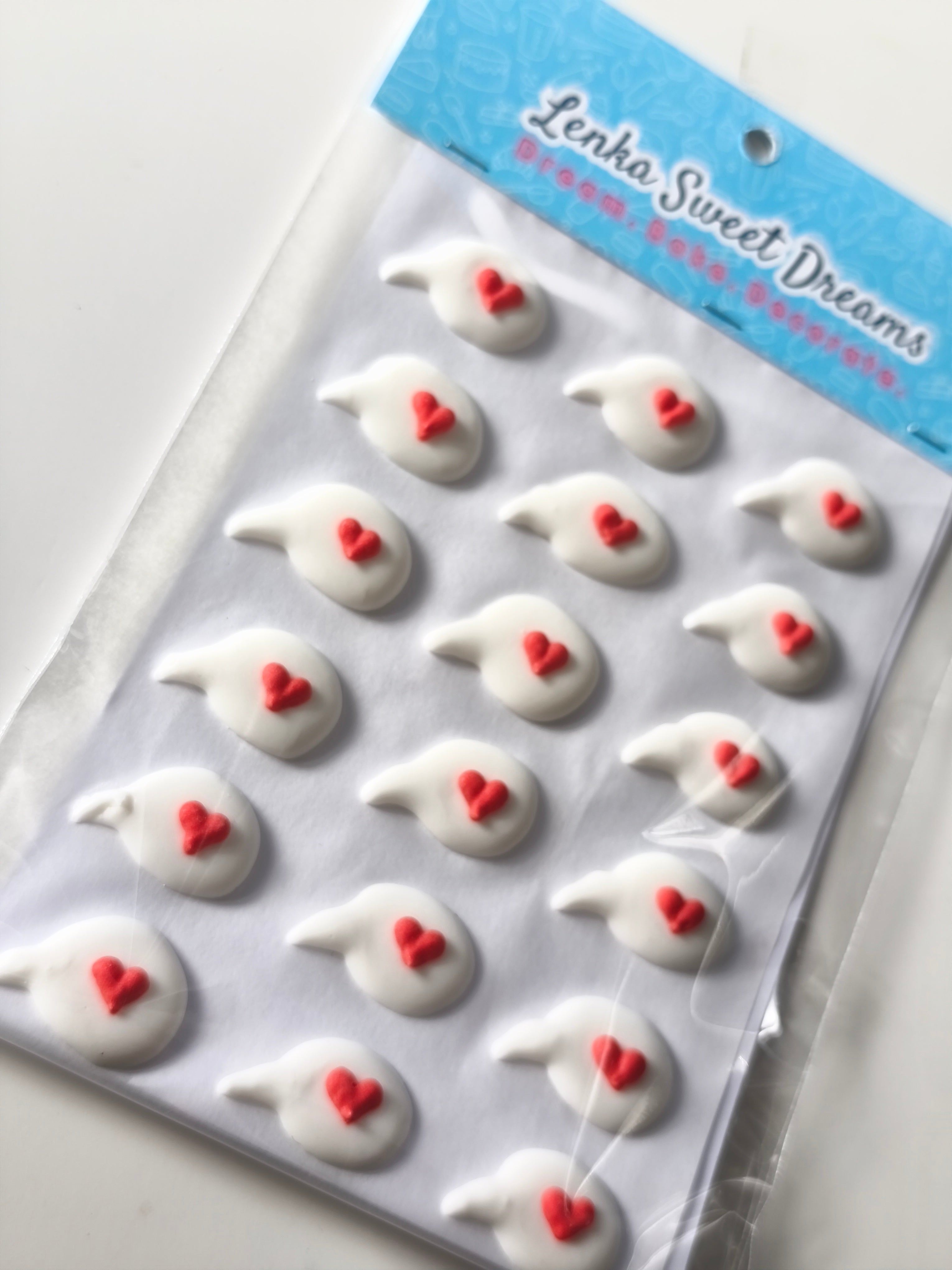 Βρώσιμα μηνύματα καρδούλες από royal icing