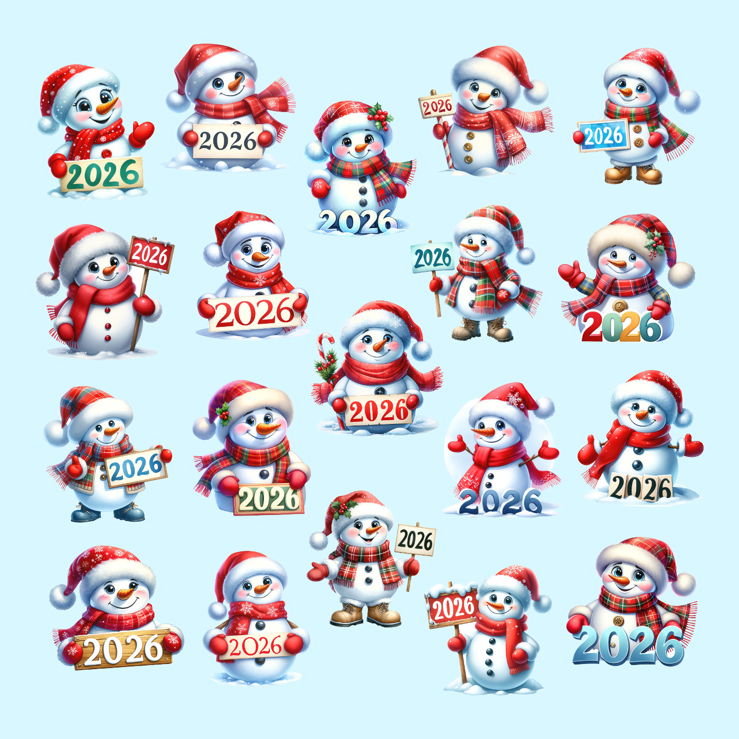 Βρώσιμα σχέδια Χιονάνθρωποι της Χρονιάς 2026 σετ 19 τεμ.