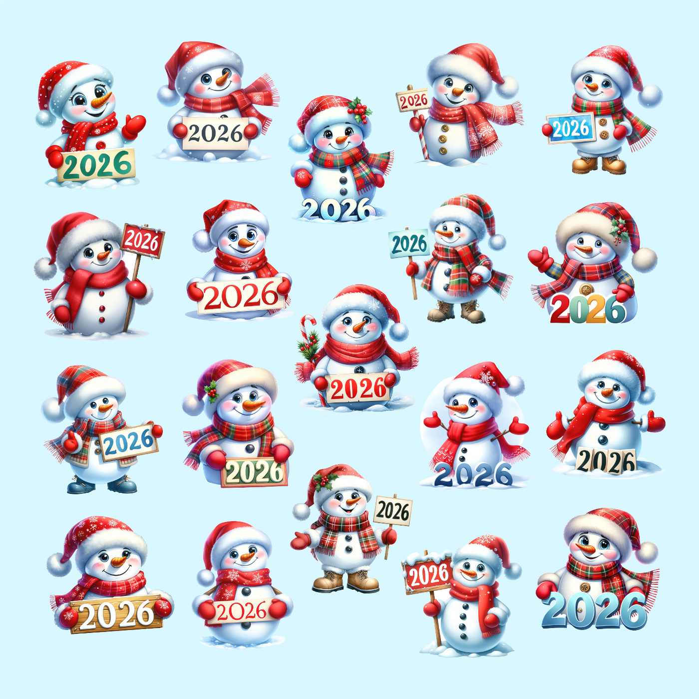 Βρώσιμα σχέδια Χιονάνθρωποι της Χρονιάς 2026 σετ 19 τεμ.