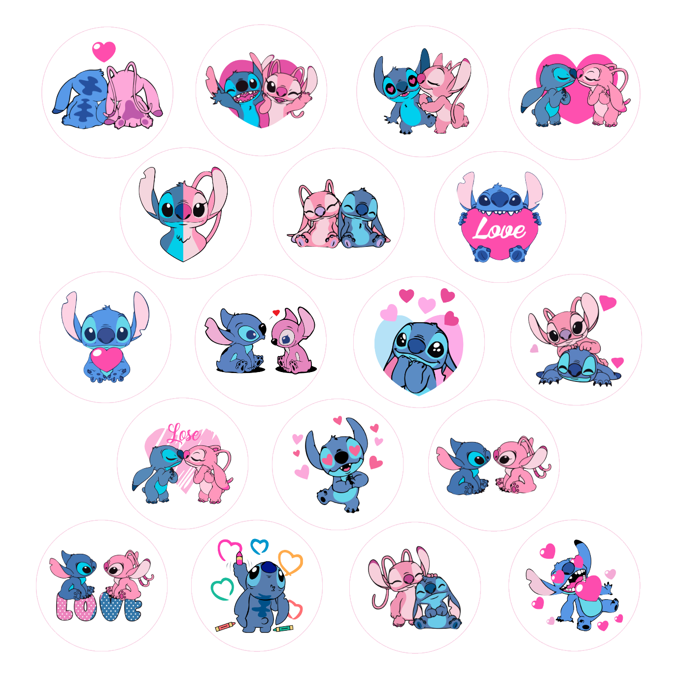 Βρώσιμα σχέδια σετ Stitch and Angel